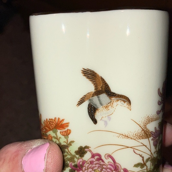 SHIBATA Japan Heart Shape Vase Birds & Flowers 6” Tall Colorful VINTAGE - Picture 6 of 7